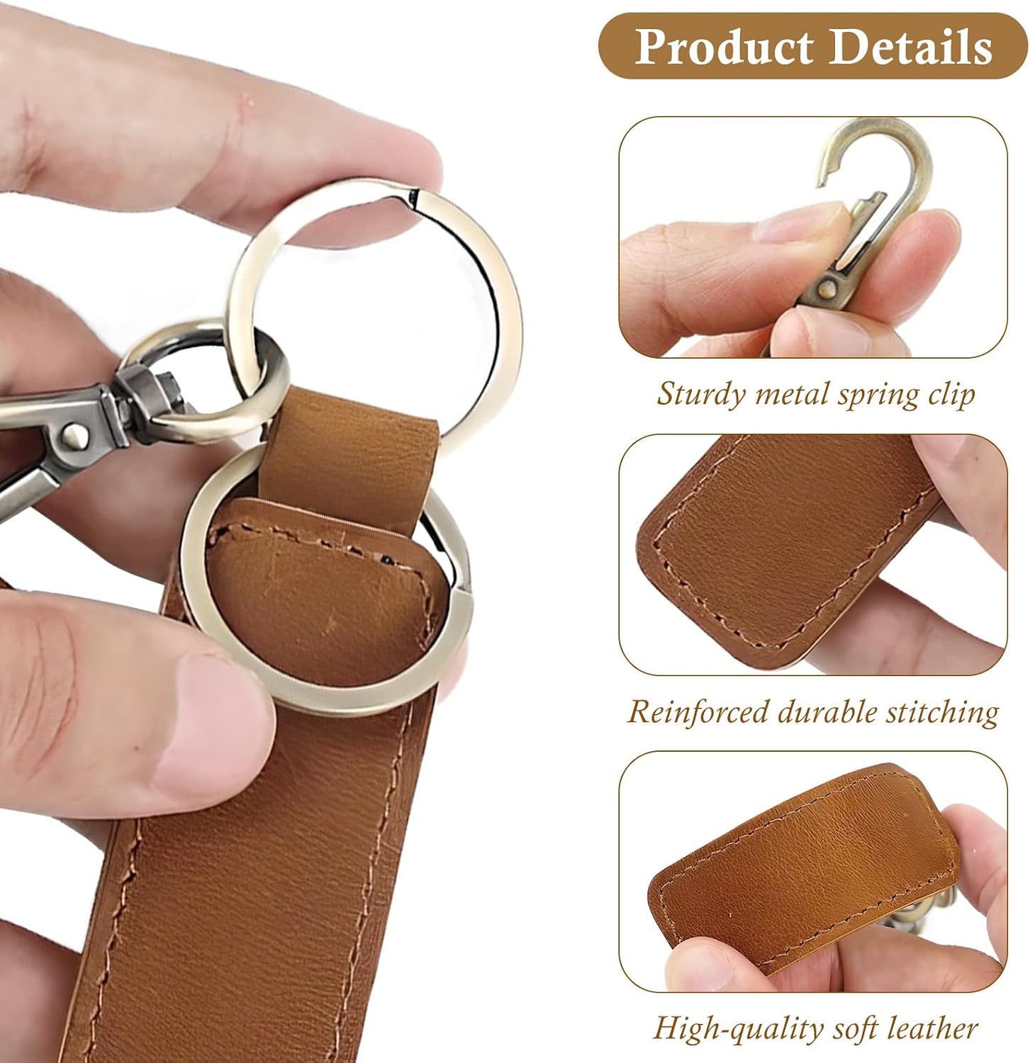 Genuine Leather Car Keychain – Universal Key Fob Holder for Men and Women, Stylish Leather Key Chain