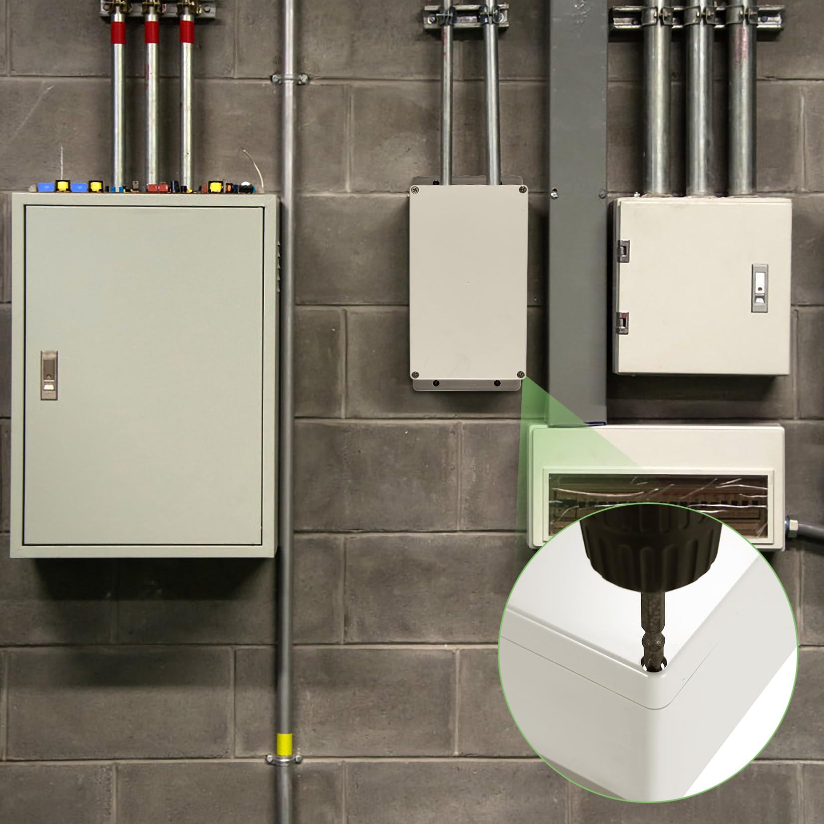 Caja de conexión para electrónica, caja de derivación impermeable IP65, caja de distribución de pared, caja de proyecto electrónico, caja de conexión (Gris-blanco con orejas, 200x120x75mm)