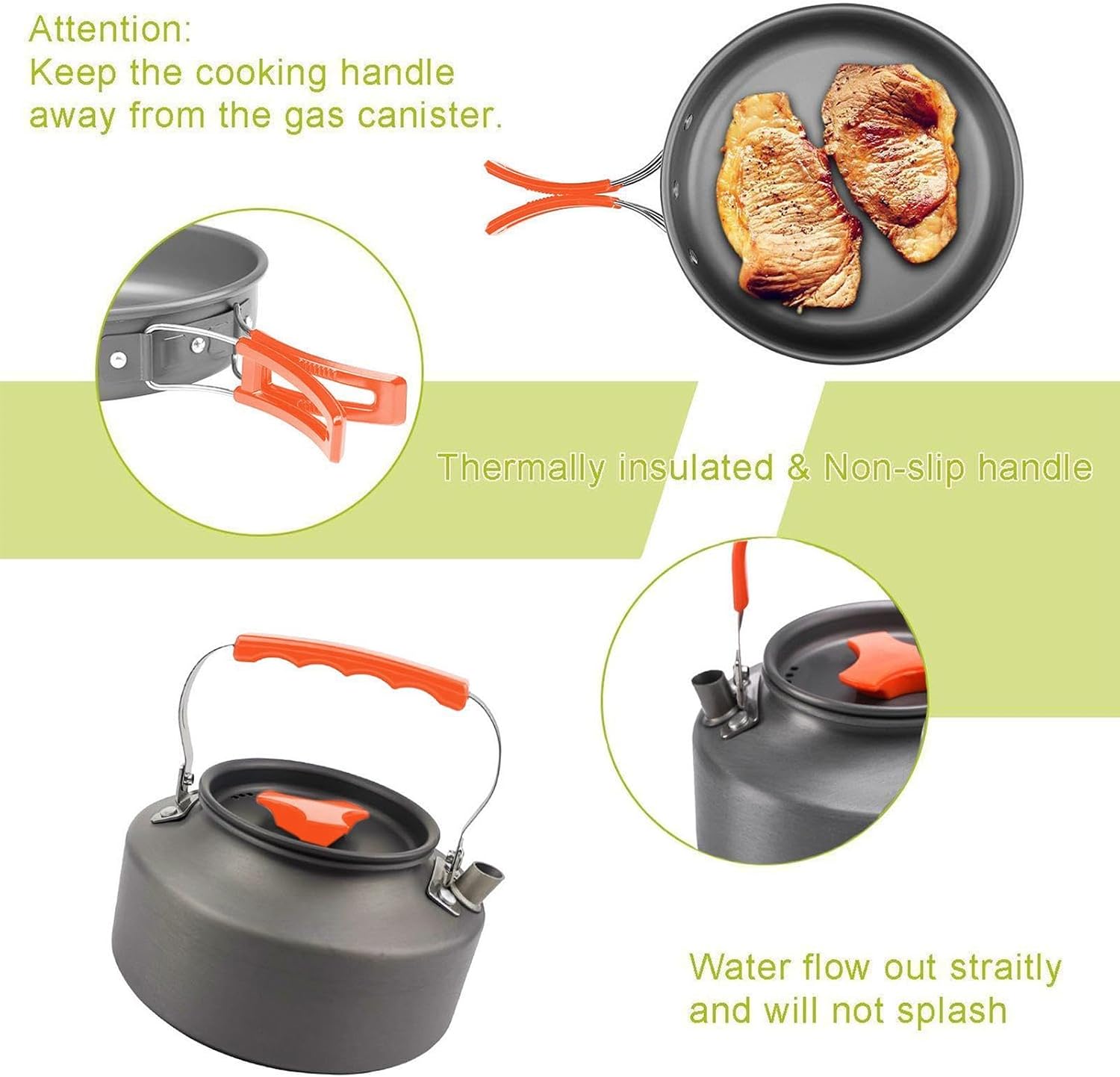 Camping Cookware Set - Folding Pots and Pans, Nonstick Utensils for Travel | Camping Cookware Set, Folding Pots And Pans, Nonstick Kitchen Utensils, Portable Teapot Cup Knife Fork Spoon, For Hiking RV