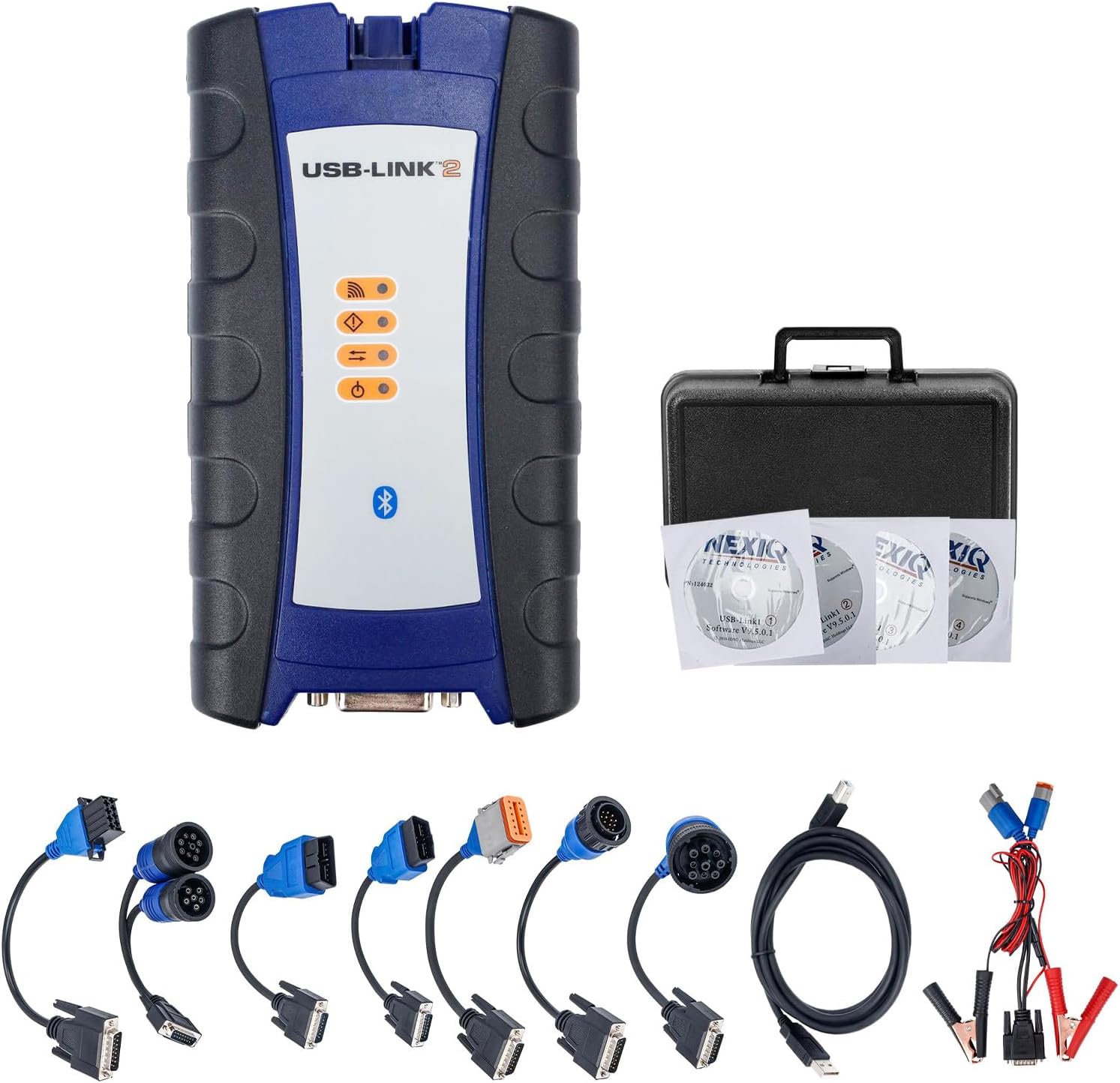 Diesel Universal Truck 125032 NEXIQ-2 USB Link + Software, Diesel Truck Interface NEXIQ USB Link 2 Scanner, Heavy Duty Diagnostic Tool,USB/Bluetooth Connection BluetoothVersion