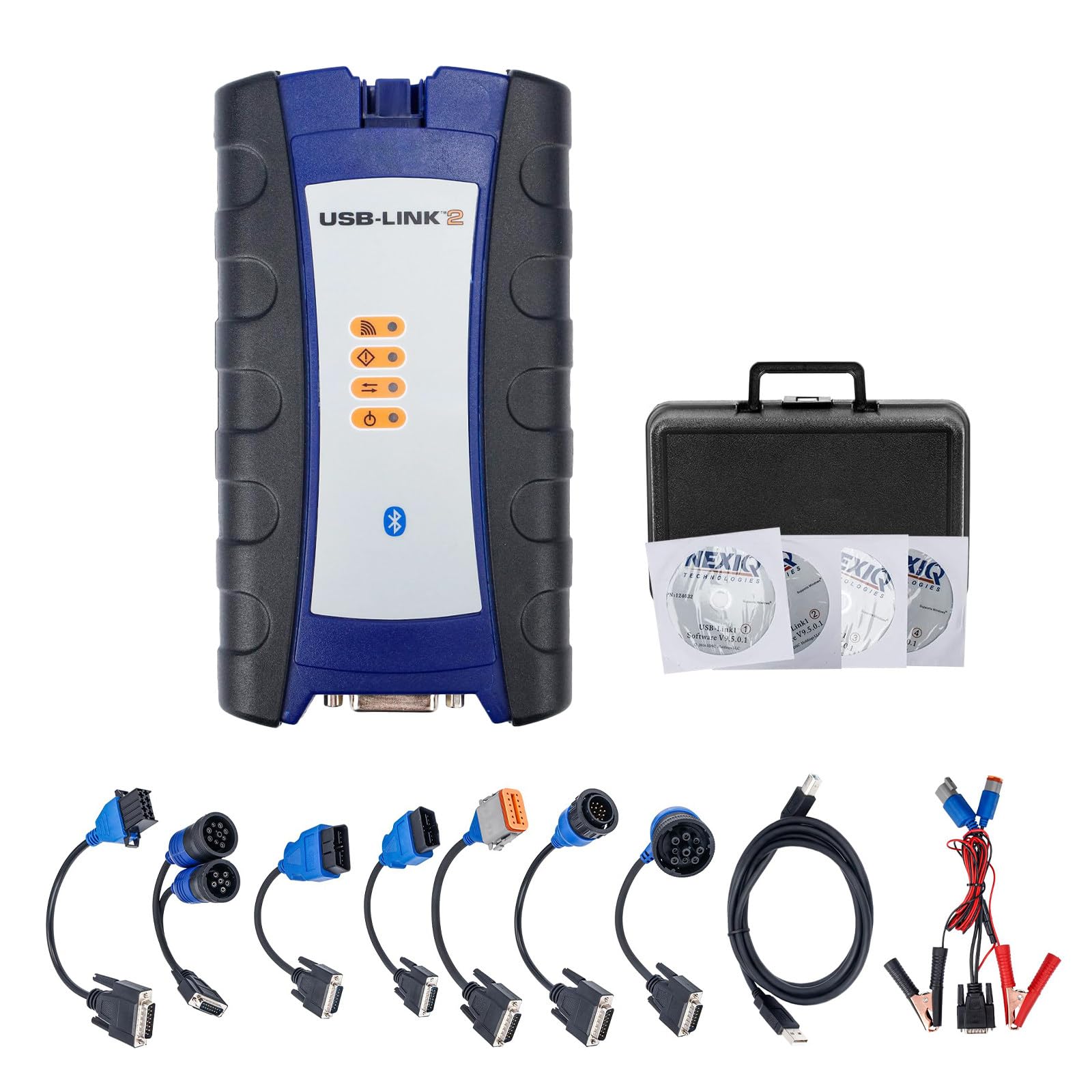Scanner para Camiones Diesel,NEXIQ USB Link 2,Software Diesel Truck Interface and Software with All Installers,USB/Bluetooth Connection,Stable,Quick Diagnostics BluetoothVersion