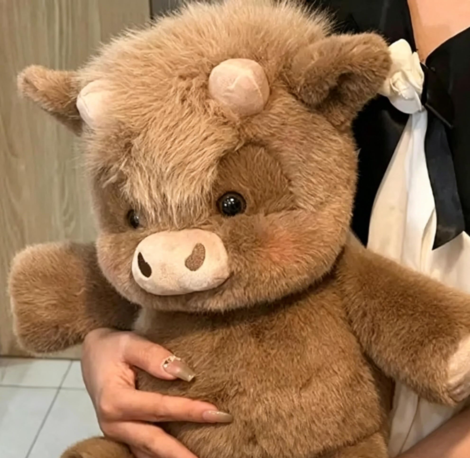 Starnearby Running Highland Cow Plush, Shaking Interactive Moving Legs Desktop Fidget Sensory Toy, Stress Relief Cow Little Lamb Panda Stuffed Animal for Autism Kids Adults Office Bedroom Home (Brown)