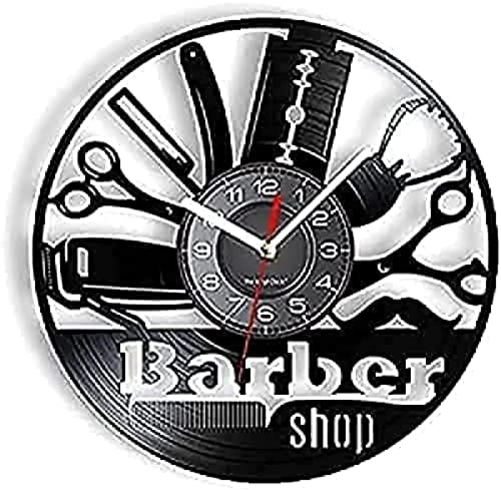 Horloge murale ronde coiffeur design découpé au laser pour salon de beauté