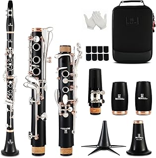 ROWELL Clarinet Professional 17 keys B Flat Clarinet Two-color Silver-plated Keys Clarinets for Performance Test with Professional Clarinets Case