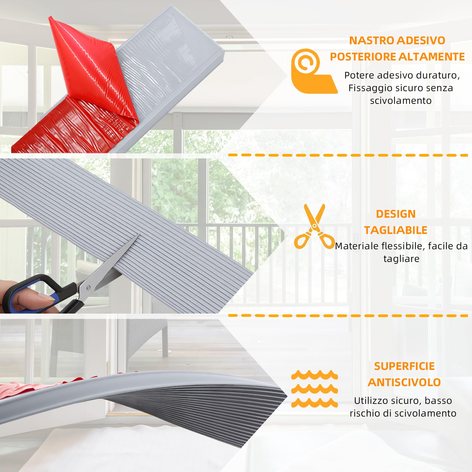 Rampa soglia in TPE per robot aspirapolvere, carrozzina, passeggino e deambulatore (Grigio 90 x 8 x 2 cm)