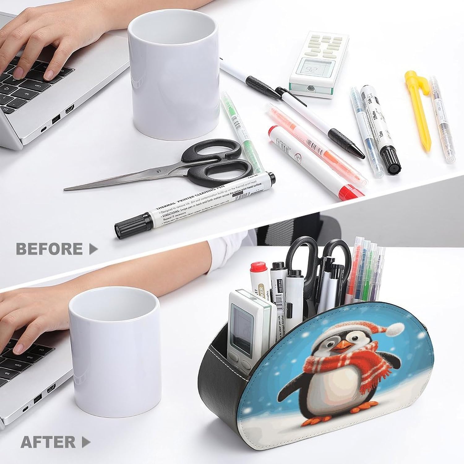 Christmas Funny Penguin Desk Organizer Remote Control Holder image 3