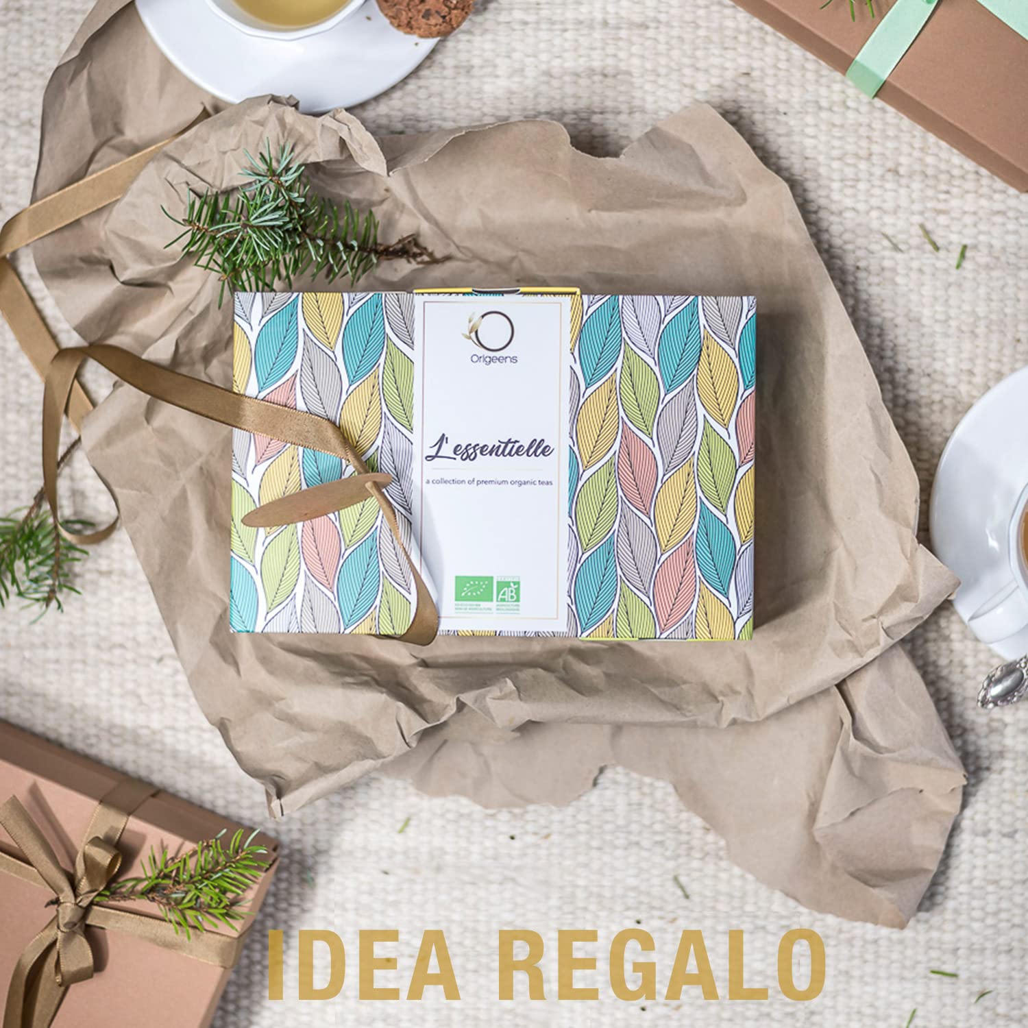 ORIGEENS TE ORGANICO Caja té Orgánico Surtido premium 6 sabores Caja Regalo 48 bolsitas piramidales