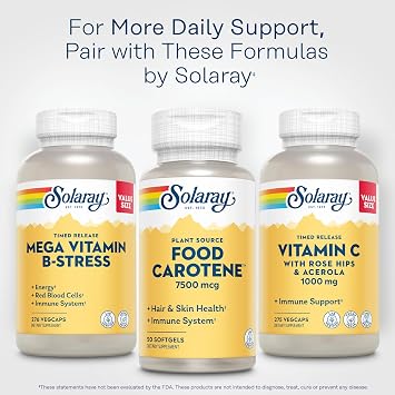 SOLARAY Food Carotene, Vitamin A as Beta Carotene 25000IU | Carotenoids for Healthy Skin & Eyes, Antioxidant Activity & Immune System Support | 50ct