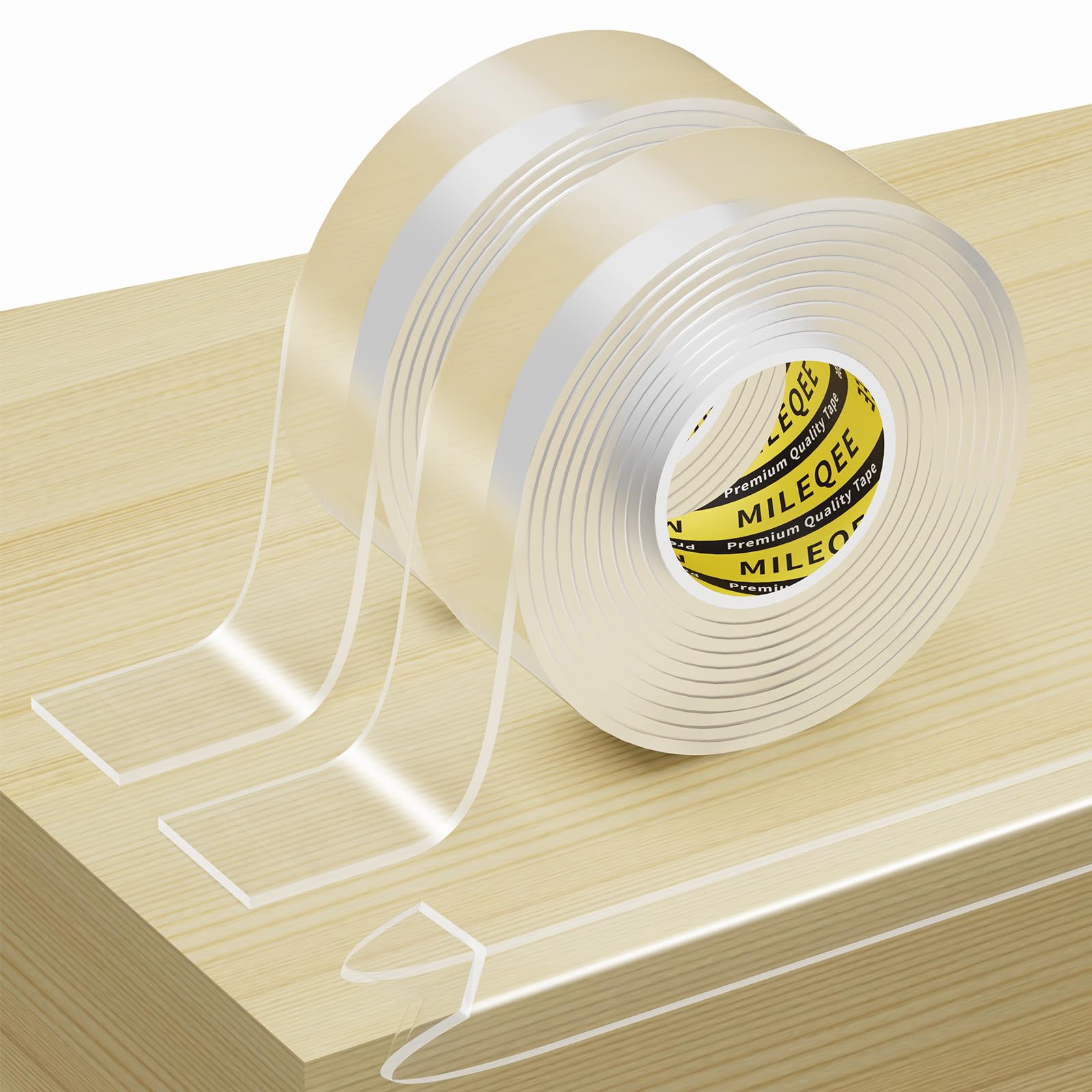 2Pack Clear Edge Protector Strip, 0.8in x 6.56FT(13.12FT Total), Sharp Edge Wrap Cover Tape, Self Adhesive Protective Corner Bumper Guards for Cabinet Door Desk Glass Table Furniture, Countertop