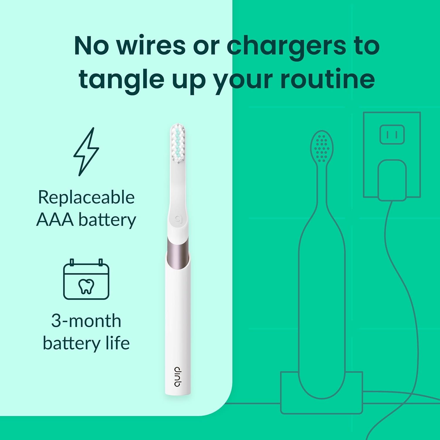 Quip Metal Sonic Electric Toothbrush for Adults - Time Travel & Soft Bristles with Travel Case & Replacement Brush Head - 3 Month Battery Life - Dusk Plum - Image 4