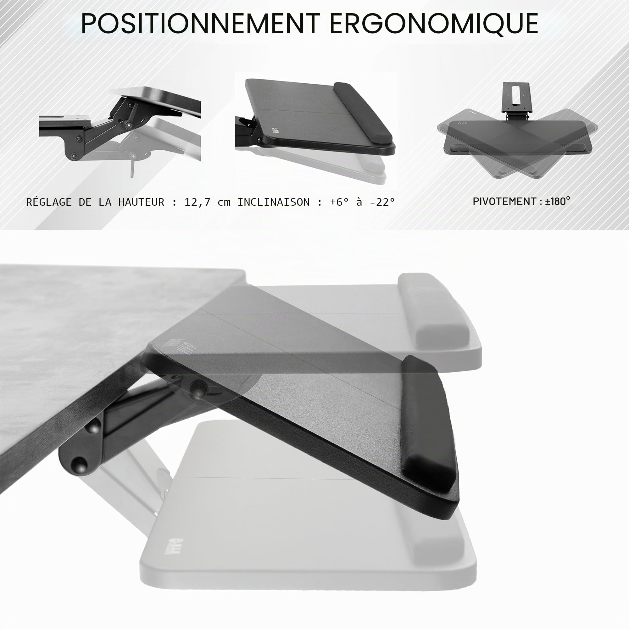 VIVO Plateau ergonomique réglable pour clavier d'ordinateur et souris (MONT-KB03B)