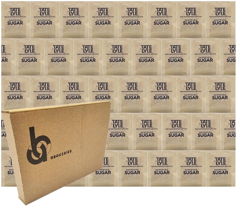 40x Brown Demerara Cane Sugar Sachets Individually Wrapped Pure Granulated