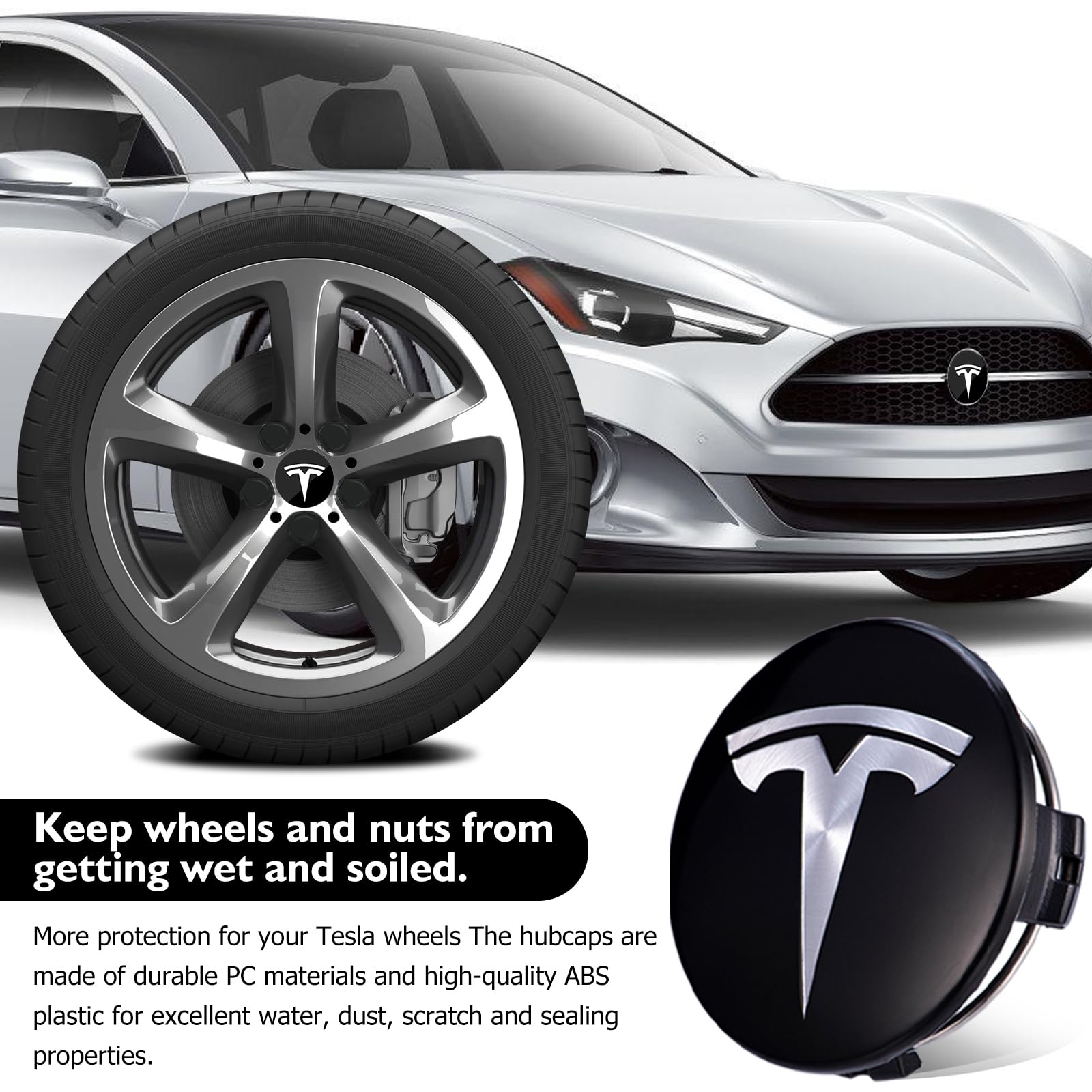 Kit d'enjoliveurs Tesla LEKEFETO Center pour Model 3 et Y, accessoires, écrous de roue avec logo Tesla