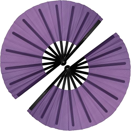 Miniatura 11 de QIRMIZI Abanico grande de 4 piezas para rave, abanicos de baile de línea que estallan en el suelo, abanicos que aplauden, abanicos de vaquero, Azul