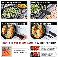 Vista 3 de Cbiumpro Paquete de 2 cubiertas de mango de hierro fundido, funda de silicona resistente al calor para sartén de hierro fundido en caliente