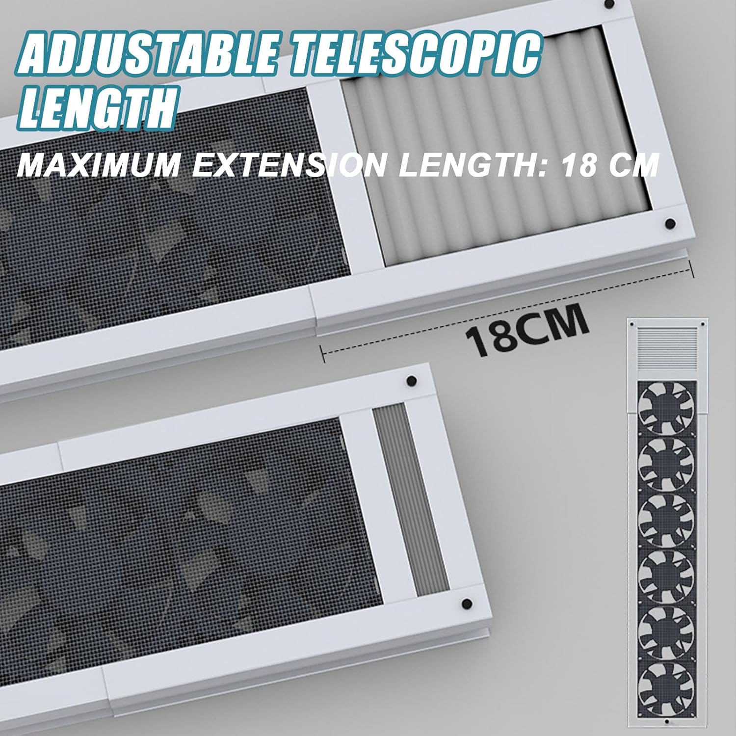 Adjustable Window Exhaust Fan, Punch-Free Design, 2800 RPM, 85m³/h Airflow, Ideal for Home, Kitchen, Bedroom & Office, Length 52-140cm, Energy Efficient Ventilation