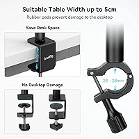 Vista 5 de SmallRig Camera Desk Mount Table Stand with Magic Arm and 1/4" Ball Head, 13"-35.4" Adjustable Light Stand, Tabletop C Clamp for DSLR Camera, Ring