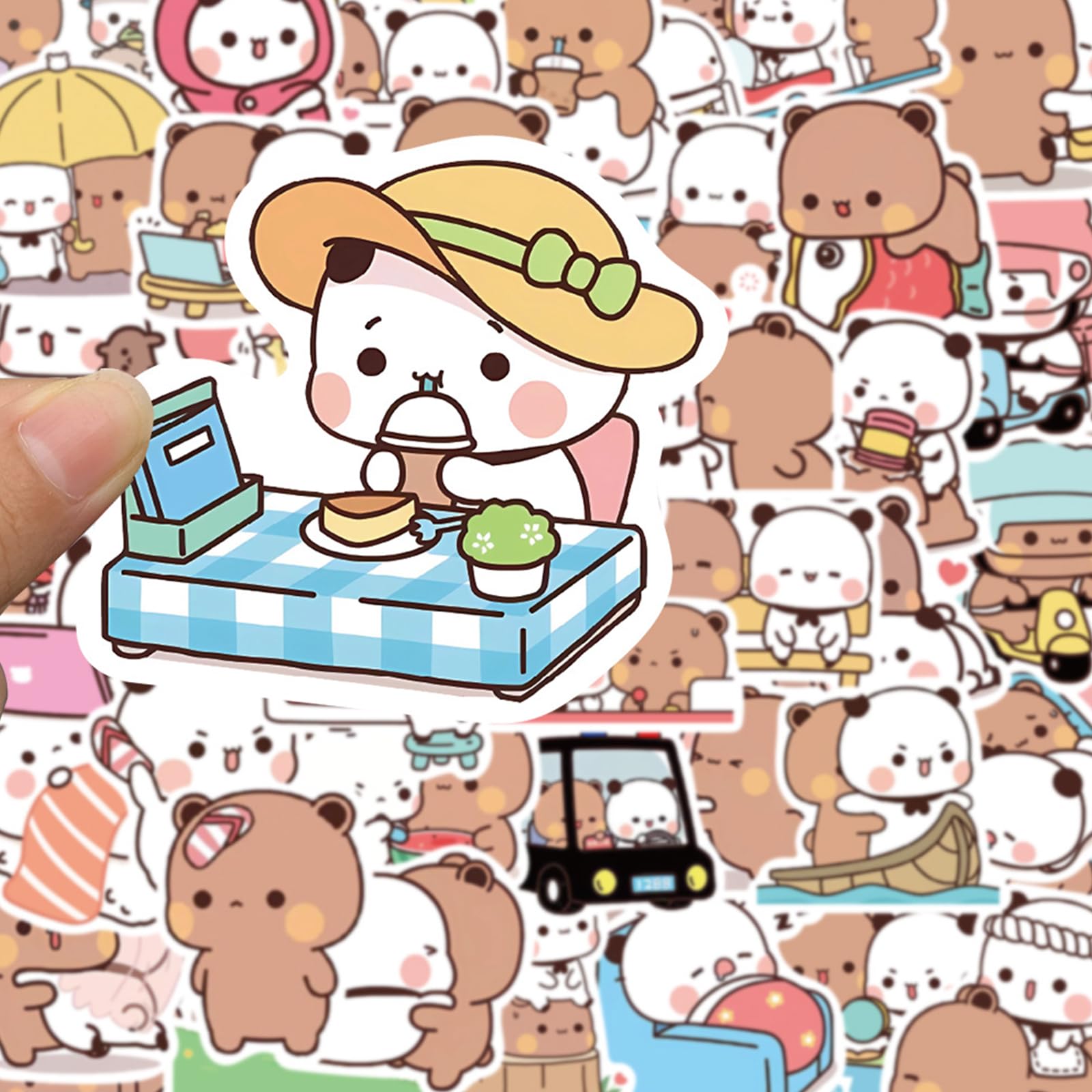 Bubu Dudu stickers, 110 stuks, Bubu Dudu decoratie, waterdichte pvc-stickers, panda-stickers, dieren, kinderstickerset voor laptop, skateboard, scrapbook, gitaar, drinkfles, esthetische stickers