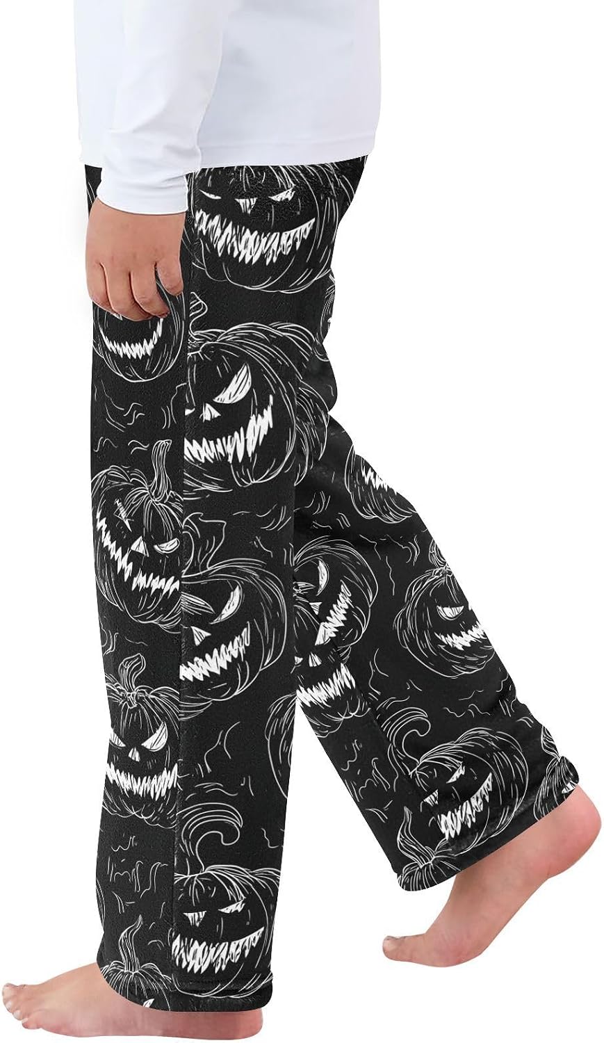 Halloween Scary Pumpkins Boys Pants for Kids Fleece Bottoms Long Jogger Pants Trousers with Pockets Size 6-14Y