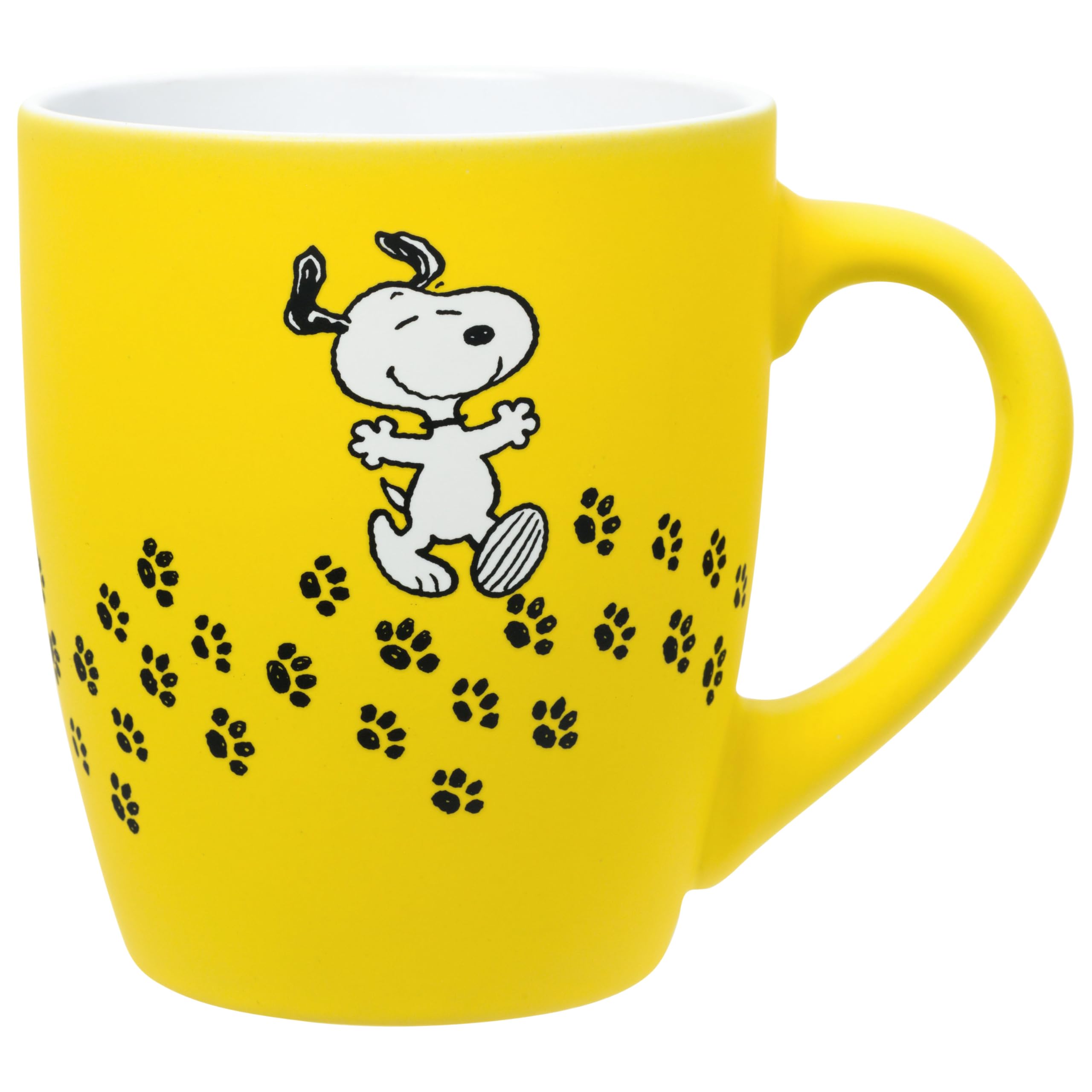 Silver Buffalo Peanuts Snoopy Paw Print Trail Soft Touch 25oz Jumbo Curved Ceramic Mug