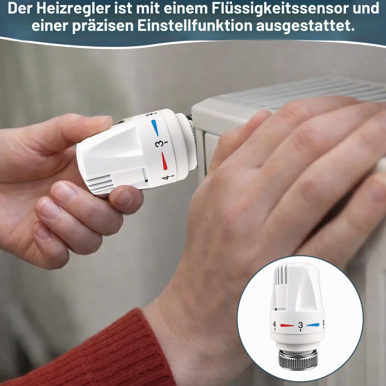Heizungsventil, 4 Stück M30 X 1.5 Heizungsthermostat für Thread Austreten Von Gewindeteilen, Thermostatkopf Mit Automatik-Regelung Frostschutzstellung für Büro Zuhause