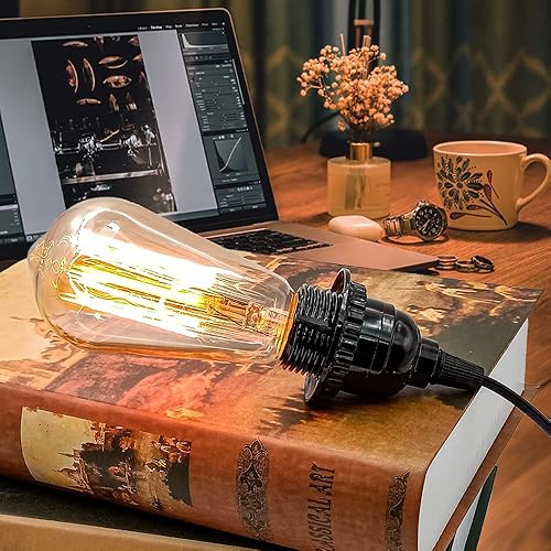 Miniatura 3 de Kit de luces colgantes enchufables, accesorio de iluminación colgante industrial, E26 E27 luces colgantes retro con cable de enchufe, cable de 19.69