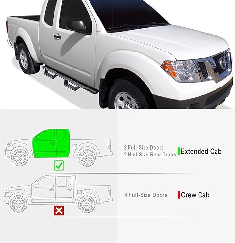 Vista 10 de HD Ridez Estribos de construcción de acero estilo desplegable compatibles con Nissan Frontier King Cab 2005-2024 y Suzuki Equator 2005-2012 Extra Cab