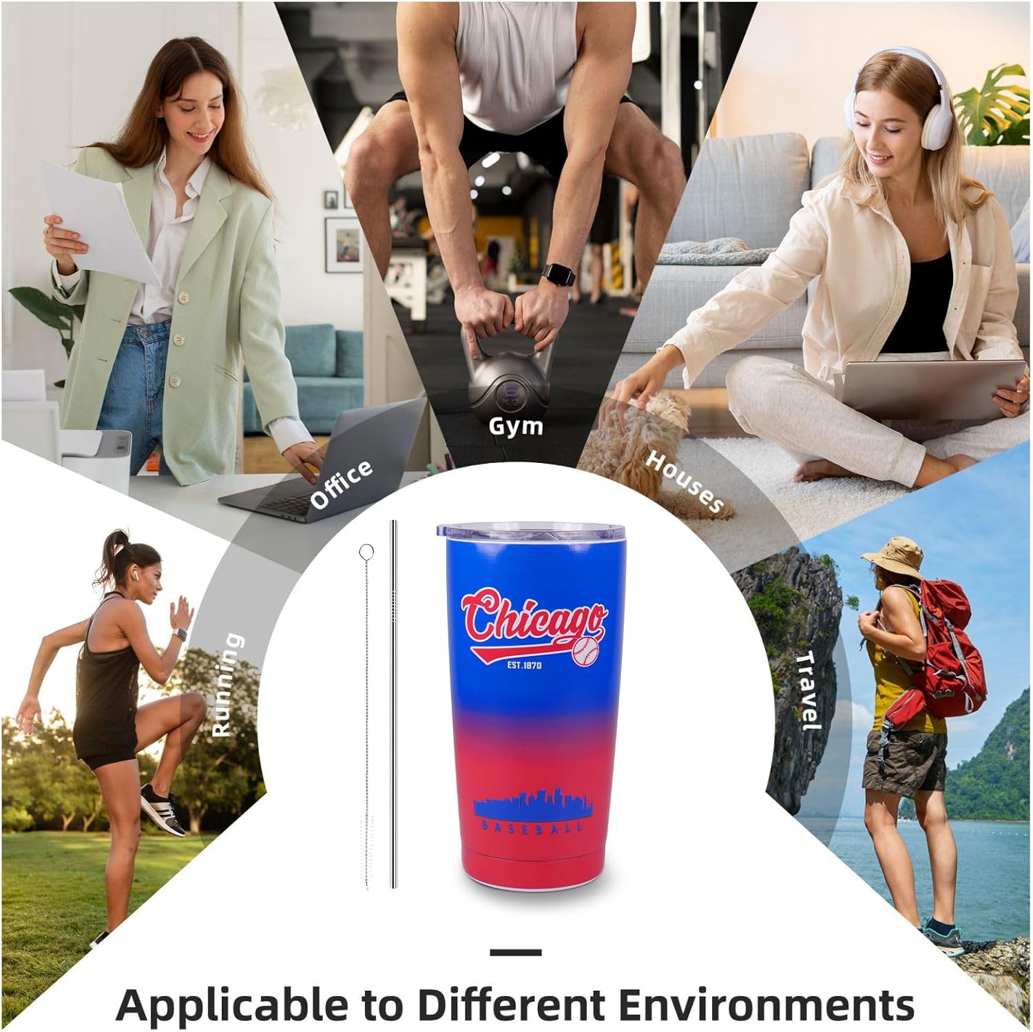 Baseball Tumblers,20oz Car Cups,Sports Travel Coffee Mug, 304 Stainless Steel Cup, Cold Drinks,Hot Drinks,Gifts for Men, Women and Fans - Image 7