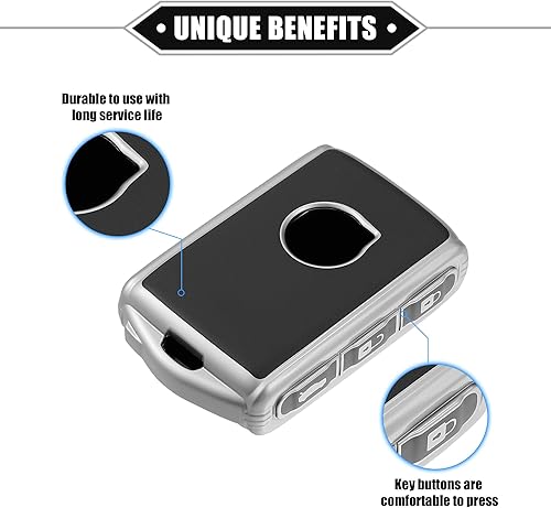 Miniatura 3 de Carcasa de llave remota inteligente de 4 botones compatible con Volvo XC90 XC60 XC40 S60 S90 V90 V60 T5 T6 T8 2016-2021, protector TPU negro