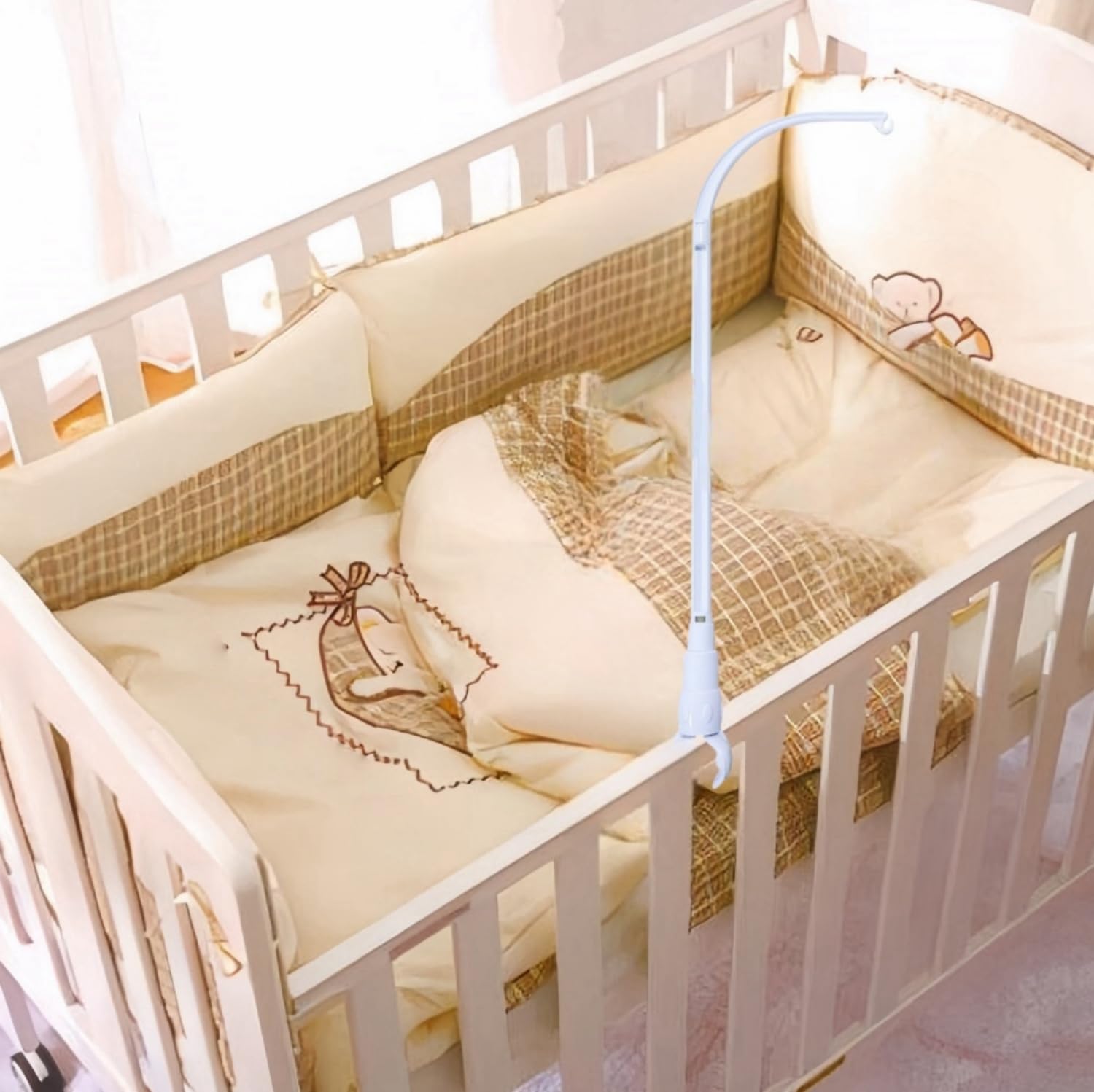 DIY 32 inches Crib Mobile Arm Nursery Mobile arm Baby Mobile Hanger, Mobile arm for Crib,The Claw Part can be Adjusted Width,DIY Toy Decoration (Crib Mobile Arm)