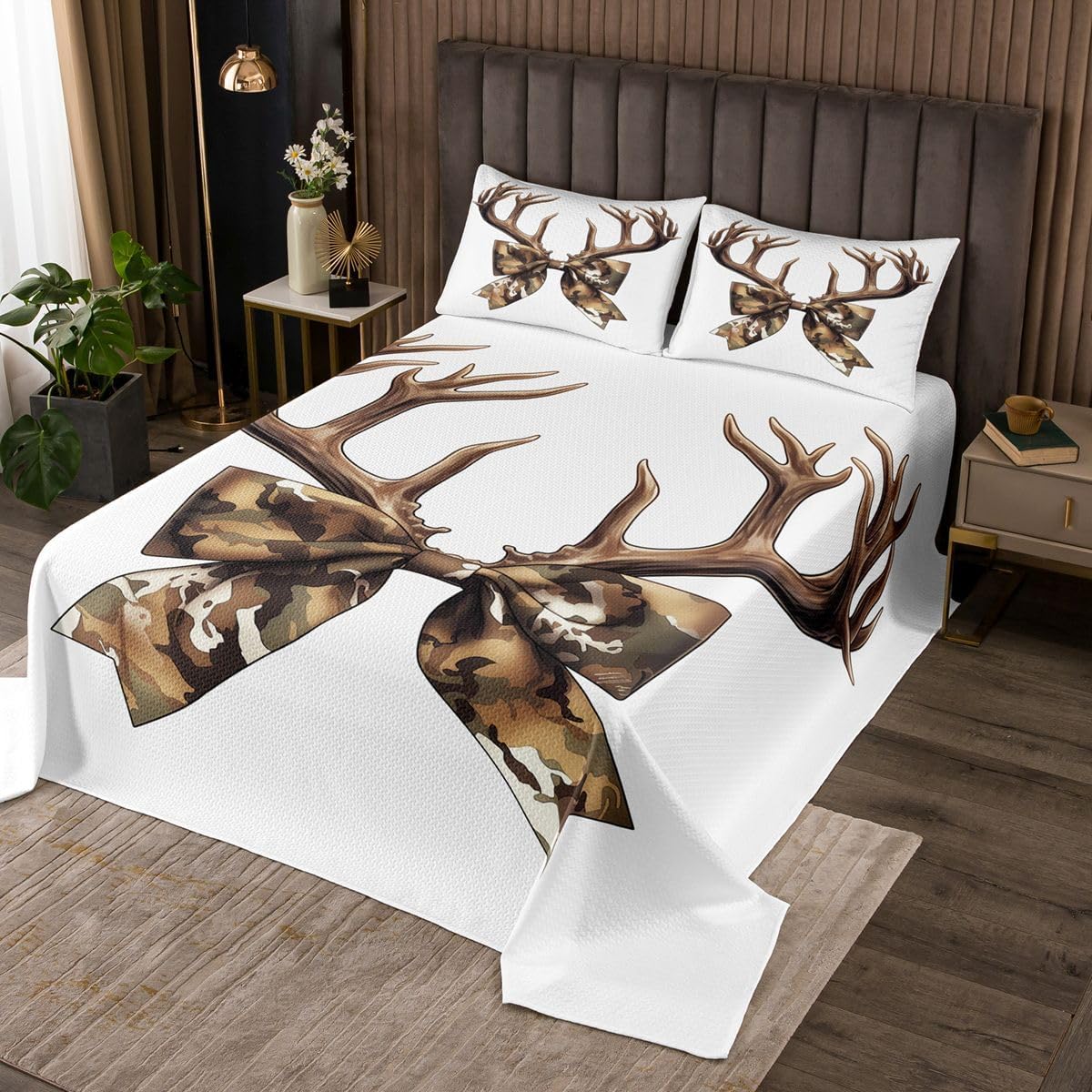 Homewish Wild Cattle Bedding Set,70s Groovy Retro Daisy Bedspread for Kids Teens Adults,Mountain Sun Jungle Cabin Coverlet Set with 2 Pillowcases,Queen Size 3 Pcs