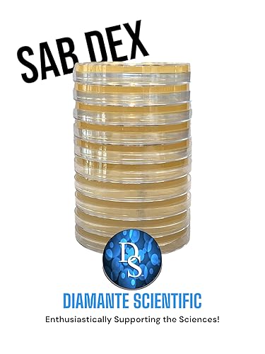 Miniatura 2 de Sabouraud Dextrosa Agar (SDA), (10 unidades), pre-vertido, 0.591x3.937in placas Petri para el cultivo, aislamiento e identificación de levaduras y