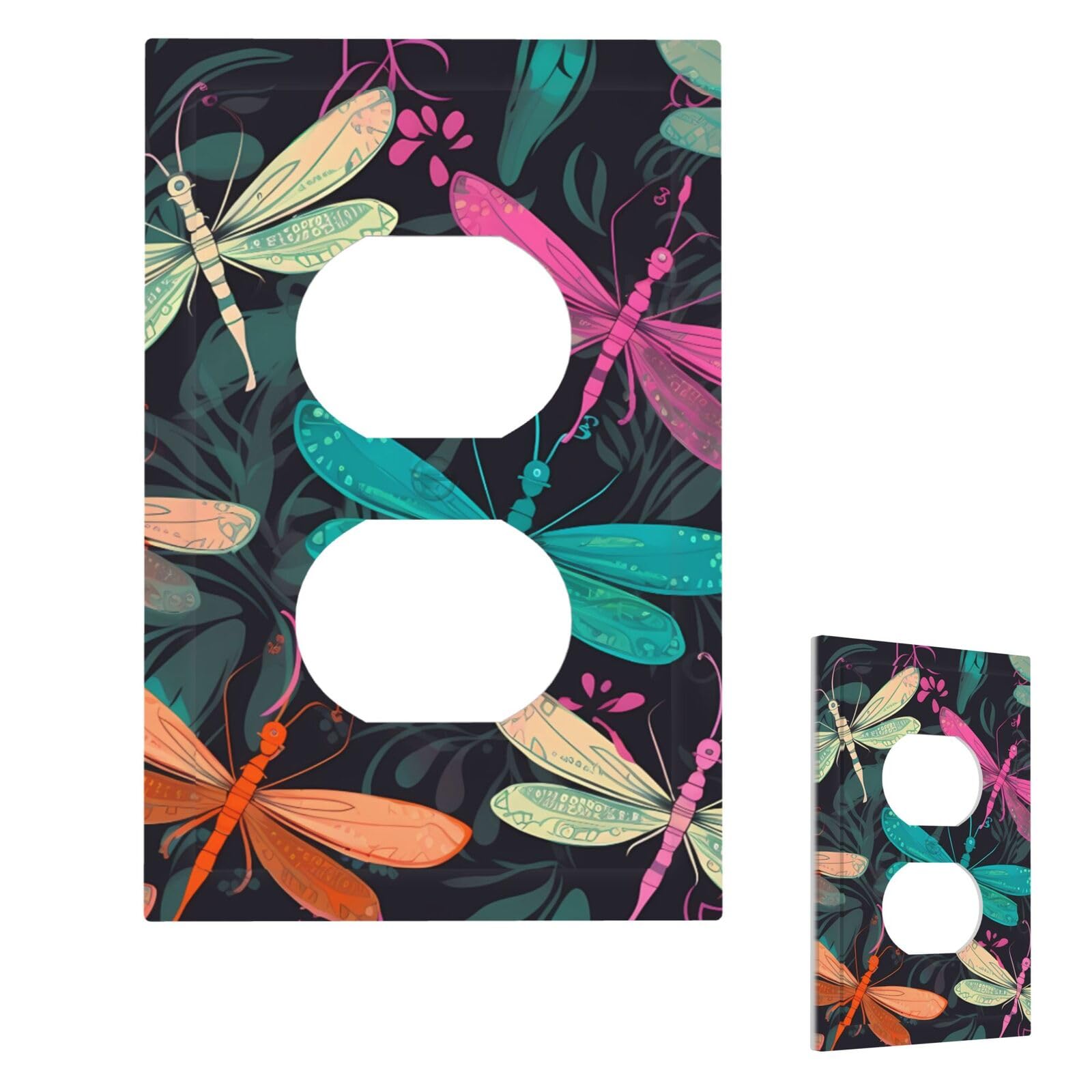 Cute Dragonfly Wall Plate Cover Modern Decorative 1 Gang Light Switch Cover Unbreakable Receptacle Outlet Covers For Living Room Bedroom Home Decor Duplex