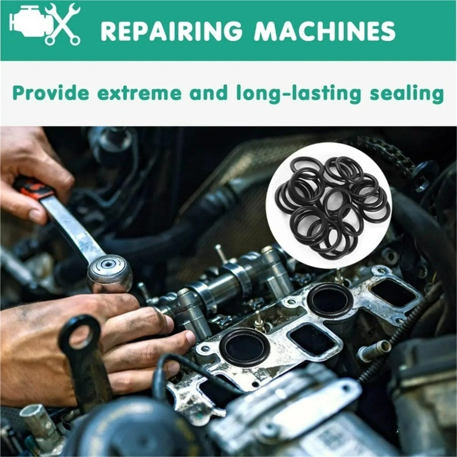 Junta del motor de la motocicleta Juntas tóricas, bandas elásticas, juntas de goma, anillos sellado para aire acondicionado, kits arandelas para reparación fontanería(Green-3Box(810pcs))