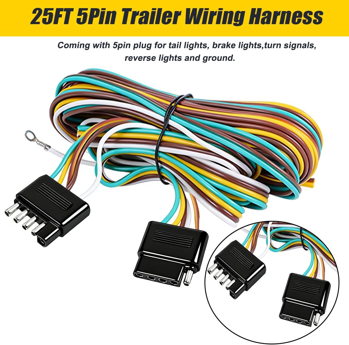 6inch Oval Trailer Lights Led Kit w/Mounting Brackets, Red/White 22LED Trailer Lights, Waterproof Stop Brake Turn Backup Reverse with Light Bar 5Pin Wiring Harness