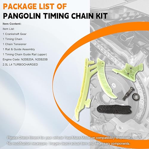 Miniatura 3 de PANGOLIN Kit de cadena de distribución 2.0T N20B20A para 125i 220i 328i 428i 320 X1 Z4 F10 2.0L L4 Turbo repuestos, reemplaza OE 11318685091, 11 31