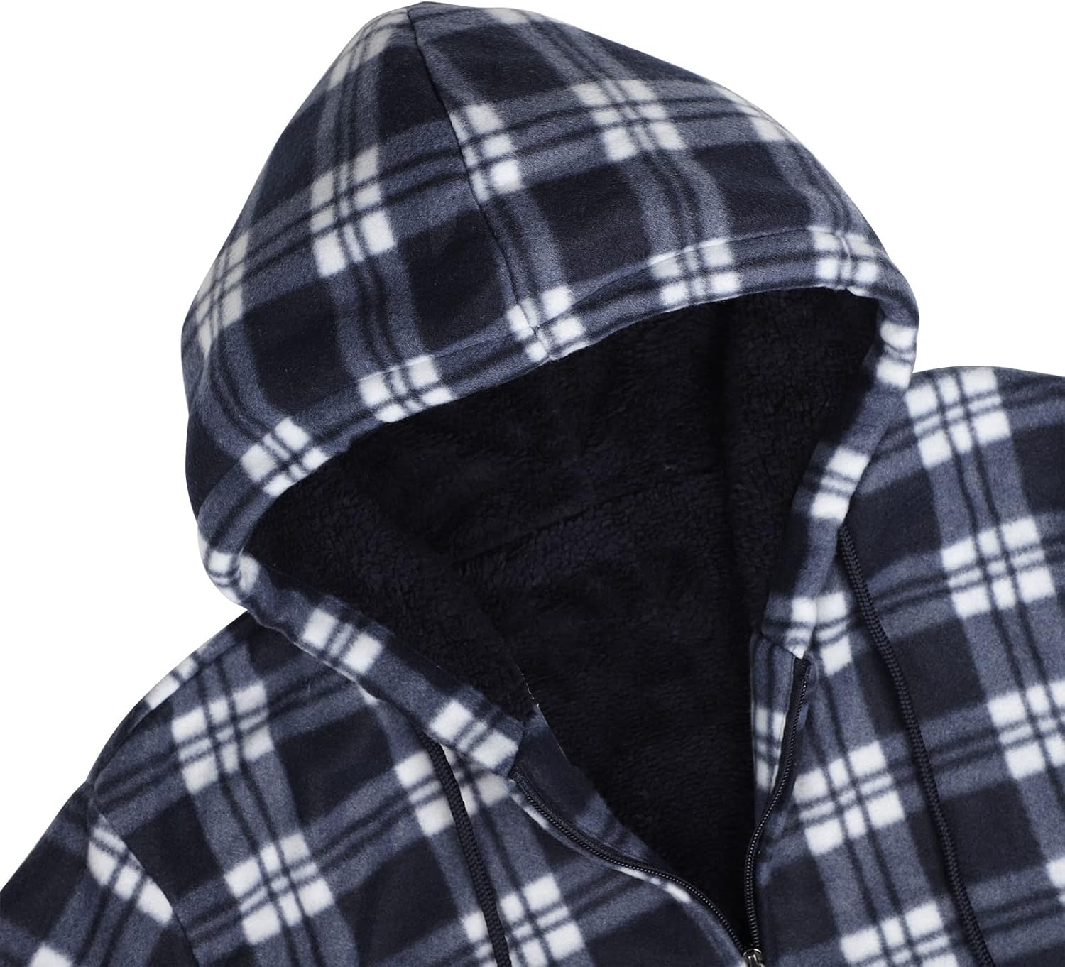 Yasumond Men's Plaid Flannel Jacket Zip up Sherpa Lined Hoodie Fleece Sweatshirt Long Sleeve Soft Warm Coat with Hood