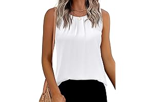 White Chiffon Tank: Keyhole Back Blouse Tunic