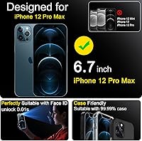 Vista 7 de Ferilinso 2 Pack Screen Protector for iPhone 12 Pro Max with 2 Pack Tempered Glass Camera Lens Protector Phone Case Friendly HD Accessories