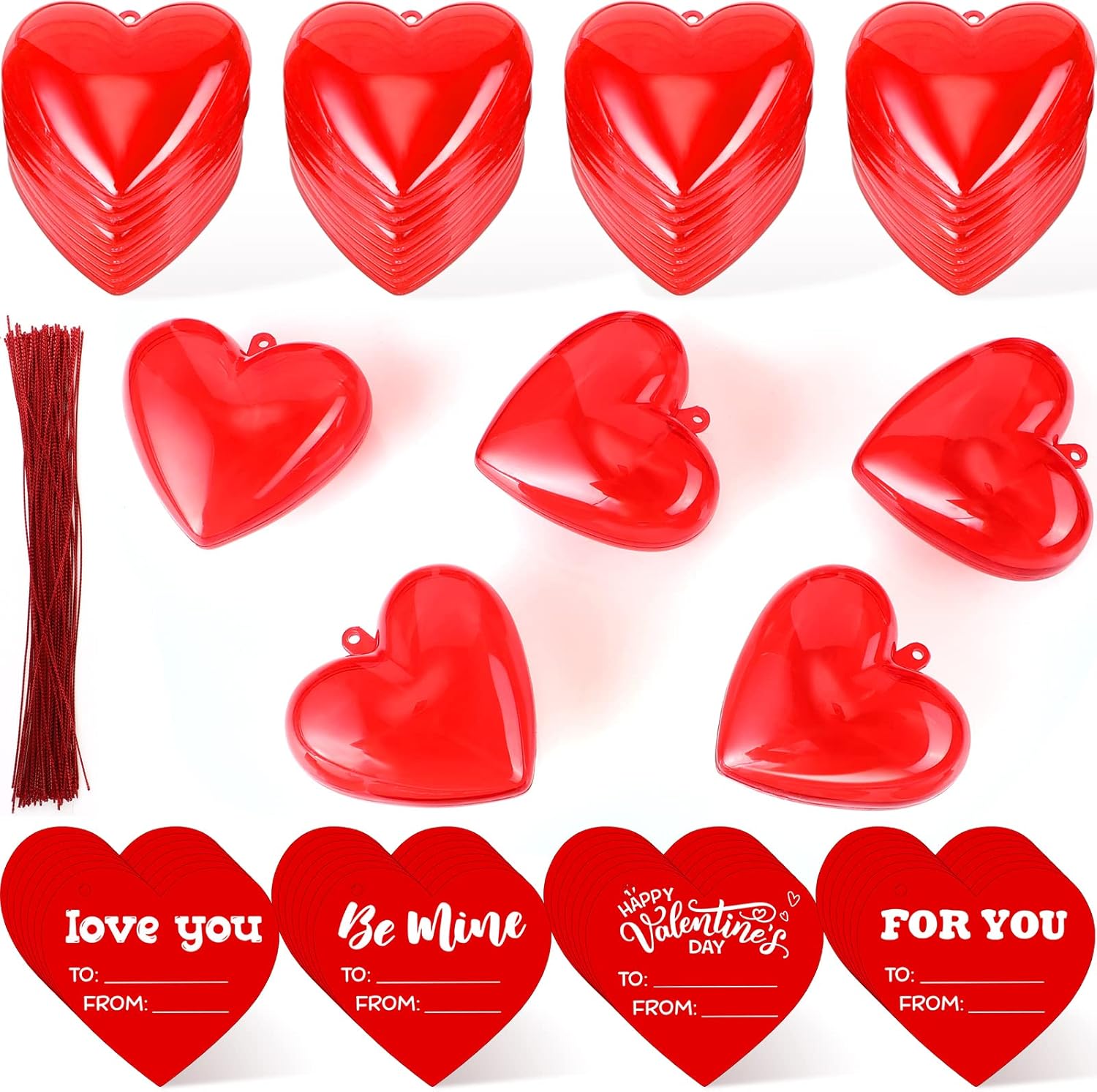 100 Pcs Heart Shaped Treat Containers, Valentine Hearts