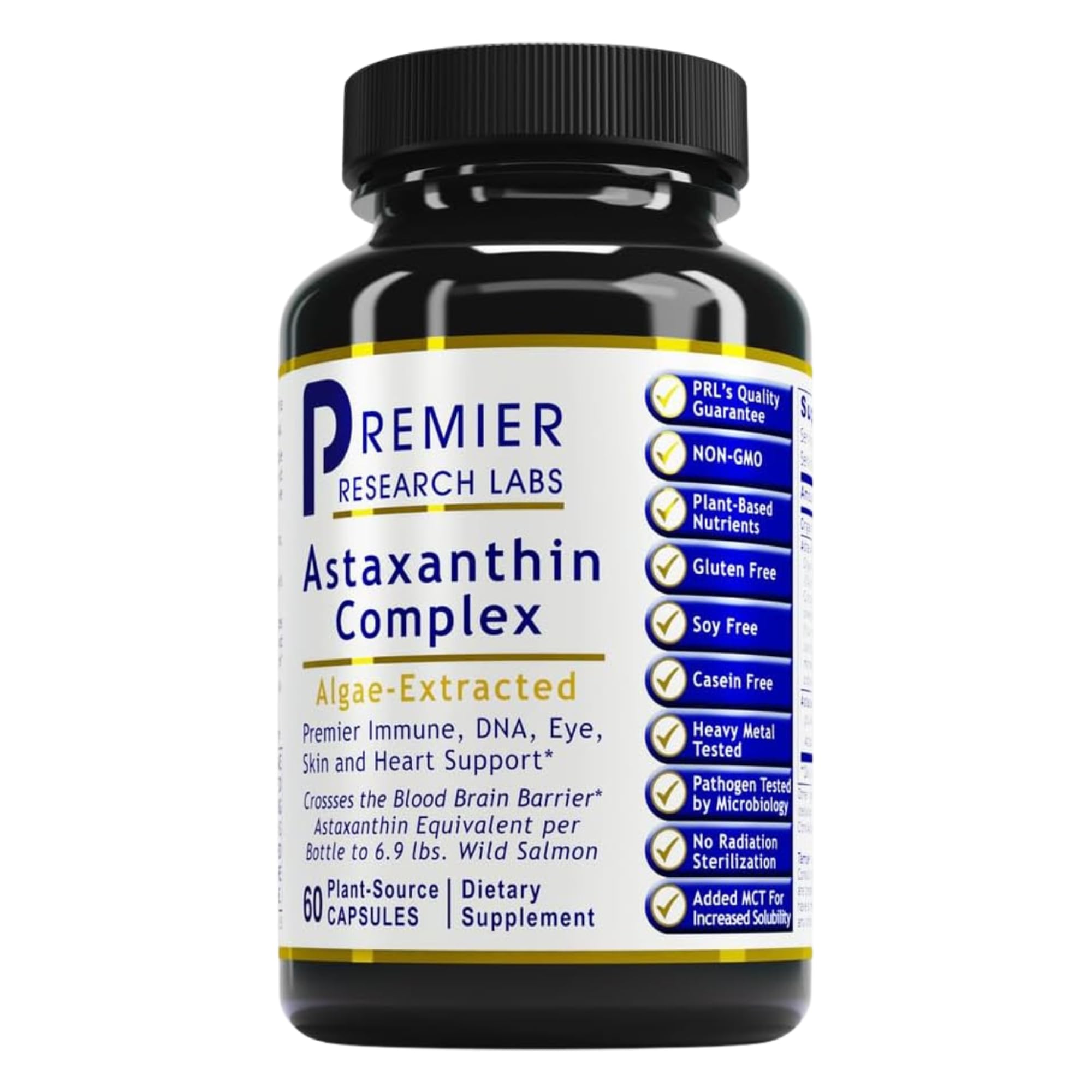 Premier Research Labs Astaxanthin Complex - Astaxanthin Supplements, Astaxanthin 4mg per Capsule, Sourced from Algae, Antioxidant Support for Women & Men - 60 Vegetarian Capsules
