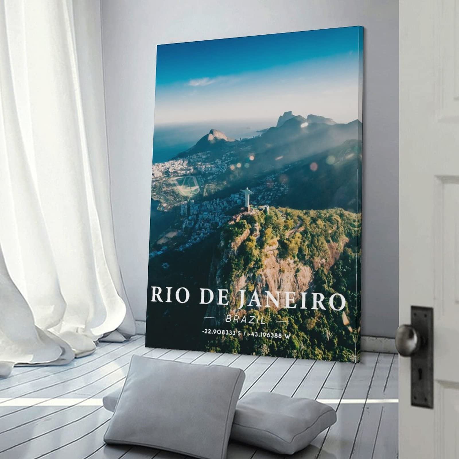 Affiche Toile Christ De Rio De Janeiro - Impression Vintage Voyage - 30x40 Cm - Décoration Murale Salon, Chambre, Bureau - Style Rétro, Sans Cadre