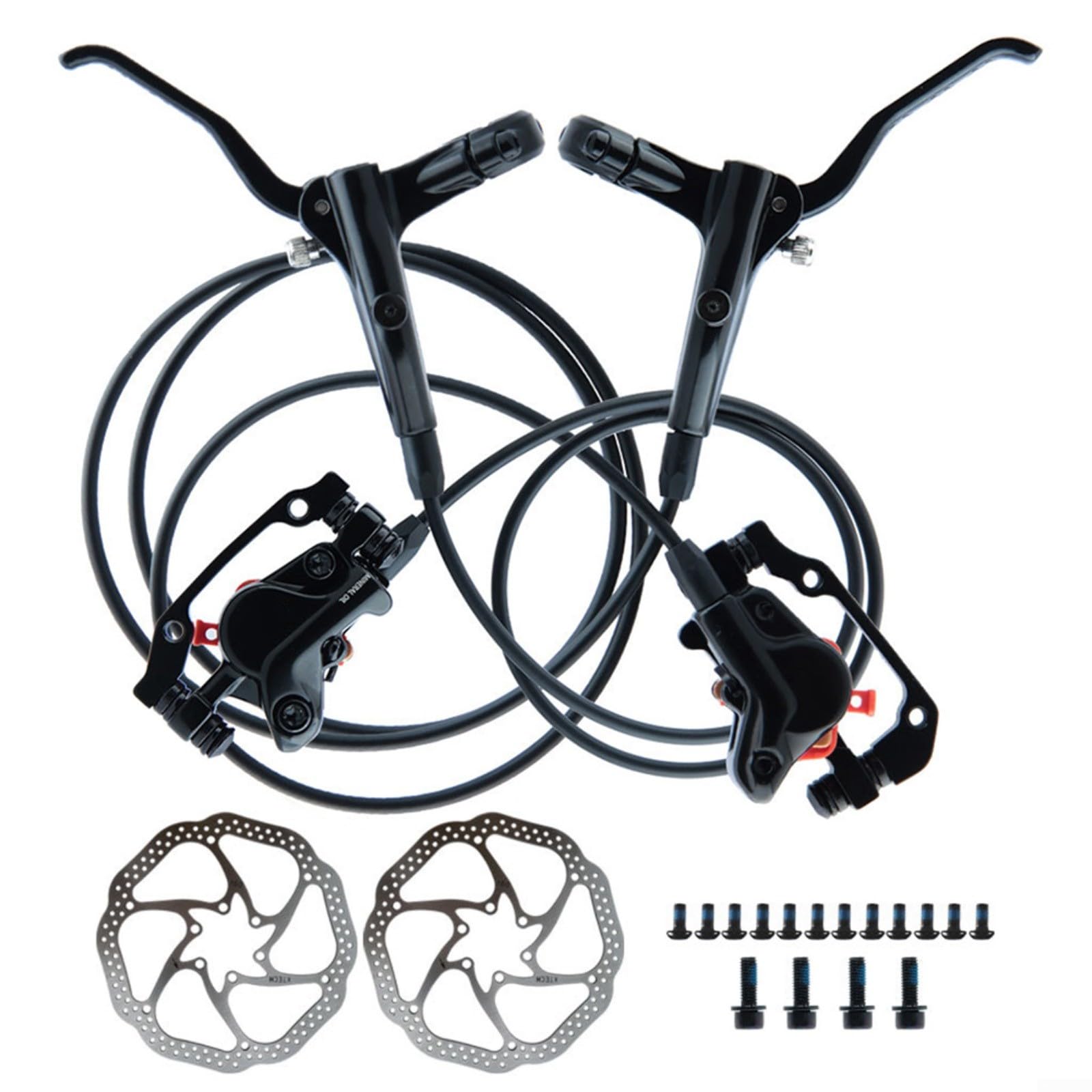 Bicycl Hydrauliczne zaciski tarczowe, bez zacisków, hydrauliczne hamulce tarczowe, rower tarczowy, brak z zestawem dźwigni, wstępnie napełniony (lewy przód prawy tył z 2 szt. do wirnika)