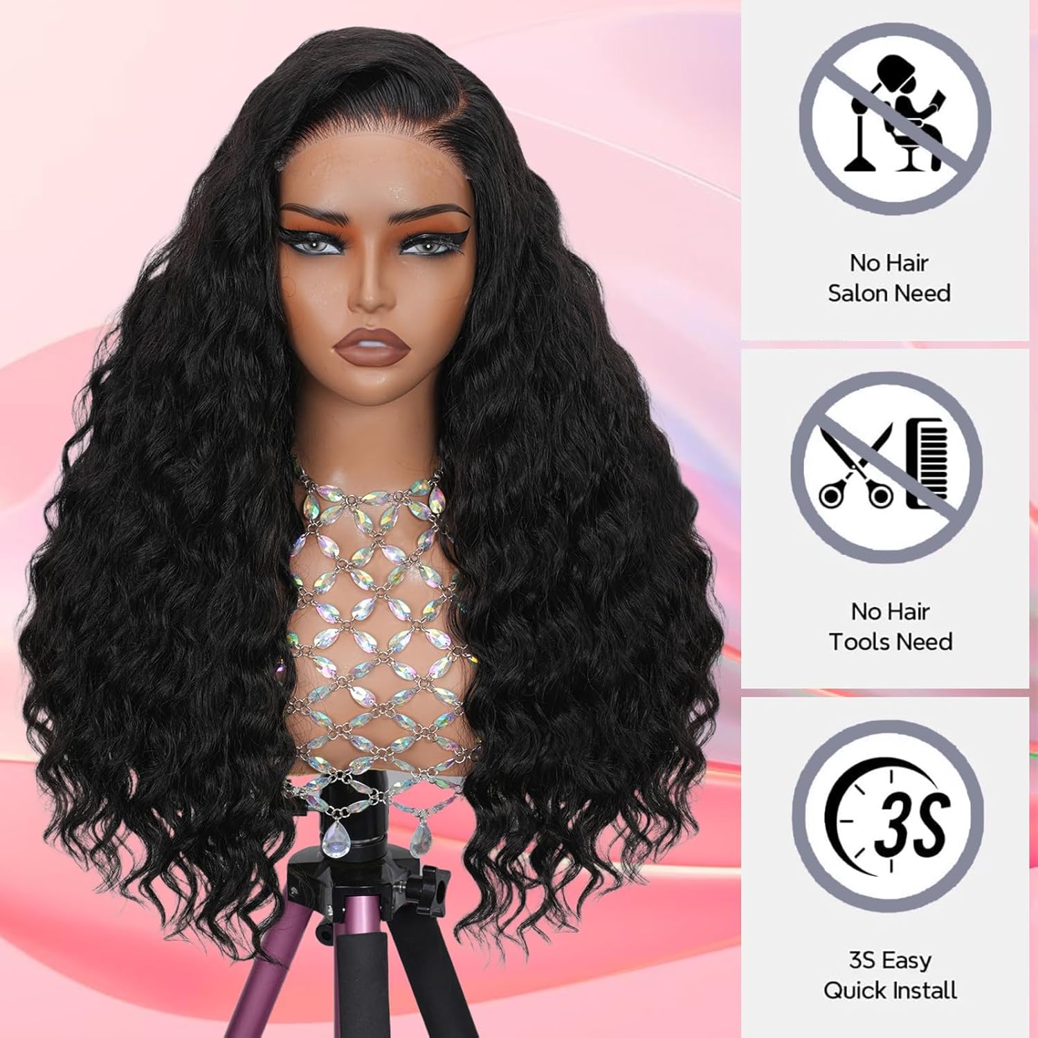 MEIMEI 250 Density Wear and Go Glueless Wigs Human Hair Pre Cut Bleached Knots Loose Wave 5x5 HD Lace Closure Wigs Human Hair Pre Plucked, No Synthetic Blend No Tangle No Shedding Triple Lifespan 3X