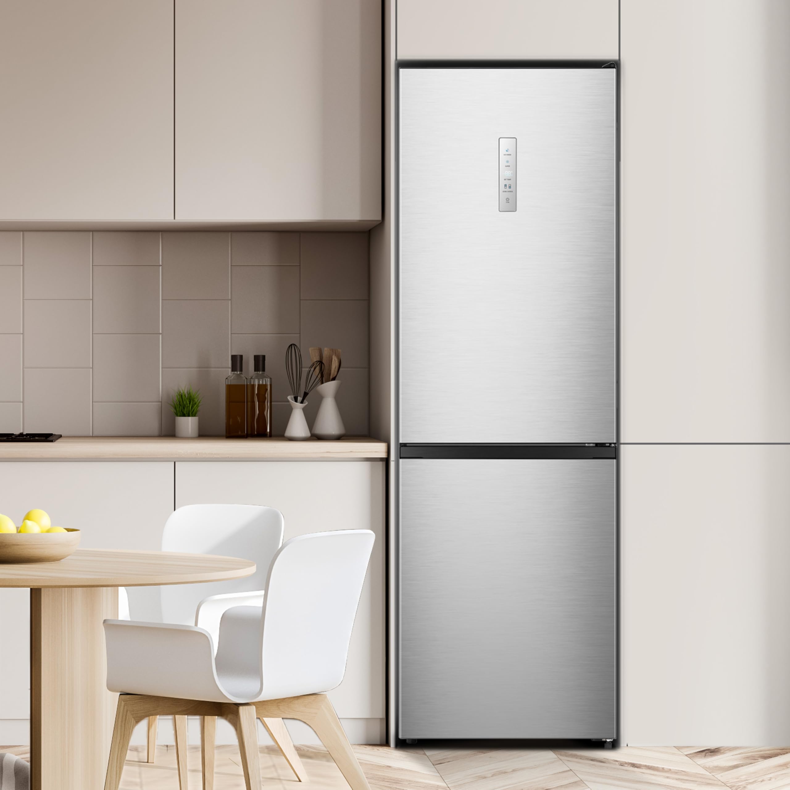 Hisense RB390N4CCD1 Frigorifero Combinato Total No Frost, Inox, 1.86x60cm, Classe D, 304L