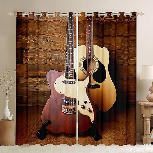 Miniatura 14 de Cortinas de música rock, cortinas y cortinas con temática musical, cortinas opacas con impresión de notas musicales, cortinas opacas en blanco y