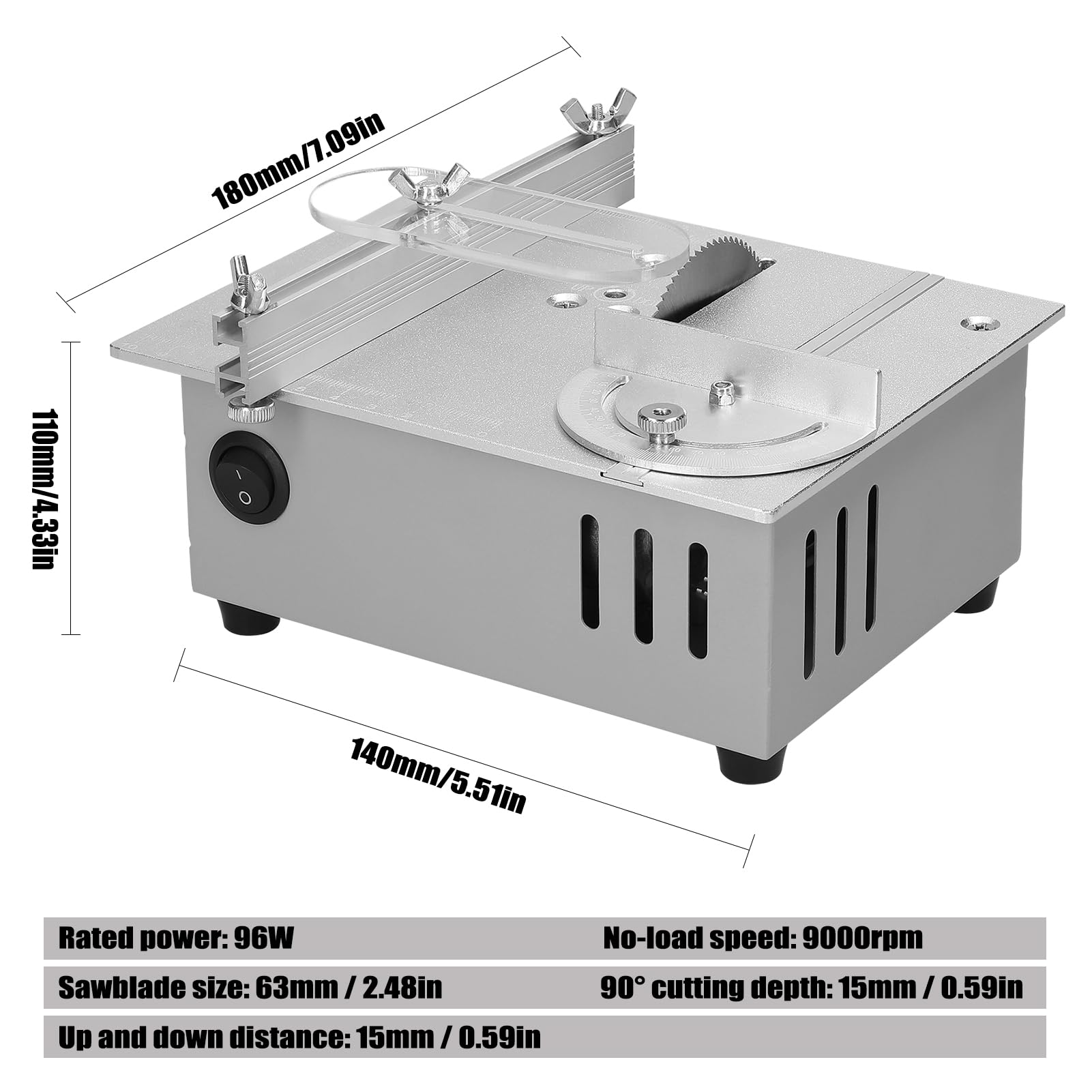 Multifunktionale Tischkreissäge, 96 W, elektrische Tischkreissägen, kleiner Haushalt, DIY-Sägeblatt, höhenverstellbar, Schneidwerkzeug, Holzbearbeitungsmaschine