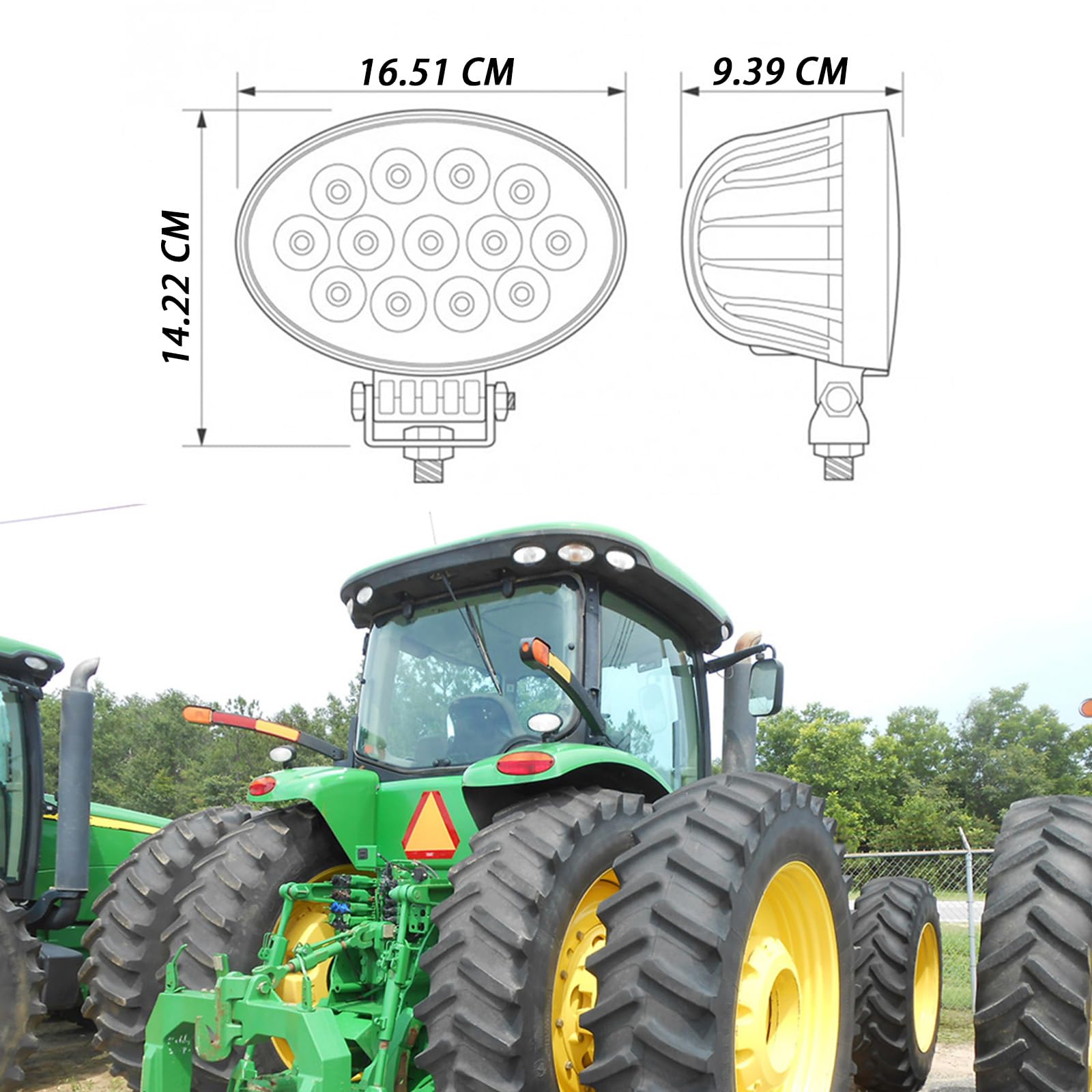 65W Faro de Trabajo Oval LED 12V/24V 6,5 Pulgadas para Tractor Compatible con Tractor John Deere Serie 7020-7030/8020-8030 / 8030T / IP67, 5200 lúmenes