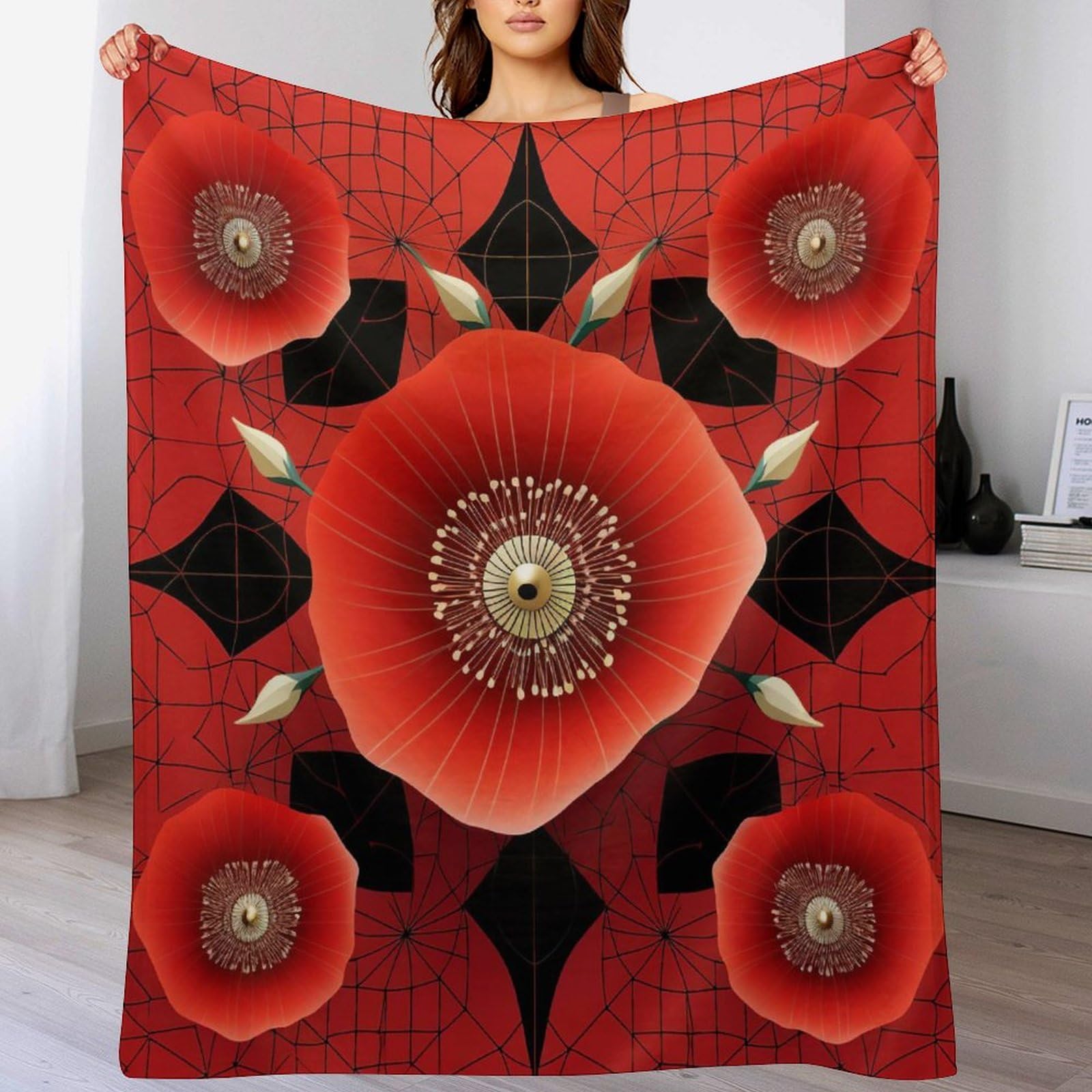 Flannel plaid polaire haut de gamme jeté de canapé doux motif fleur