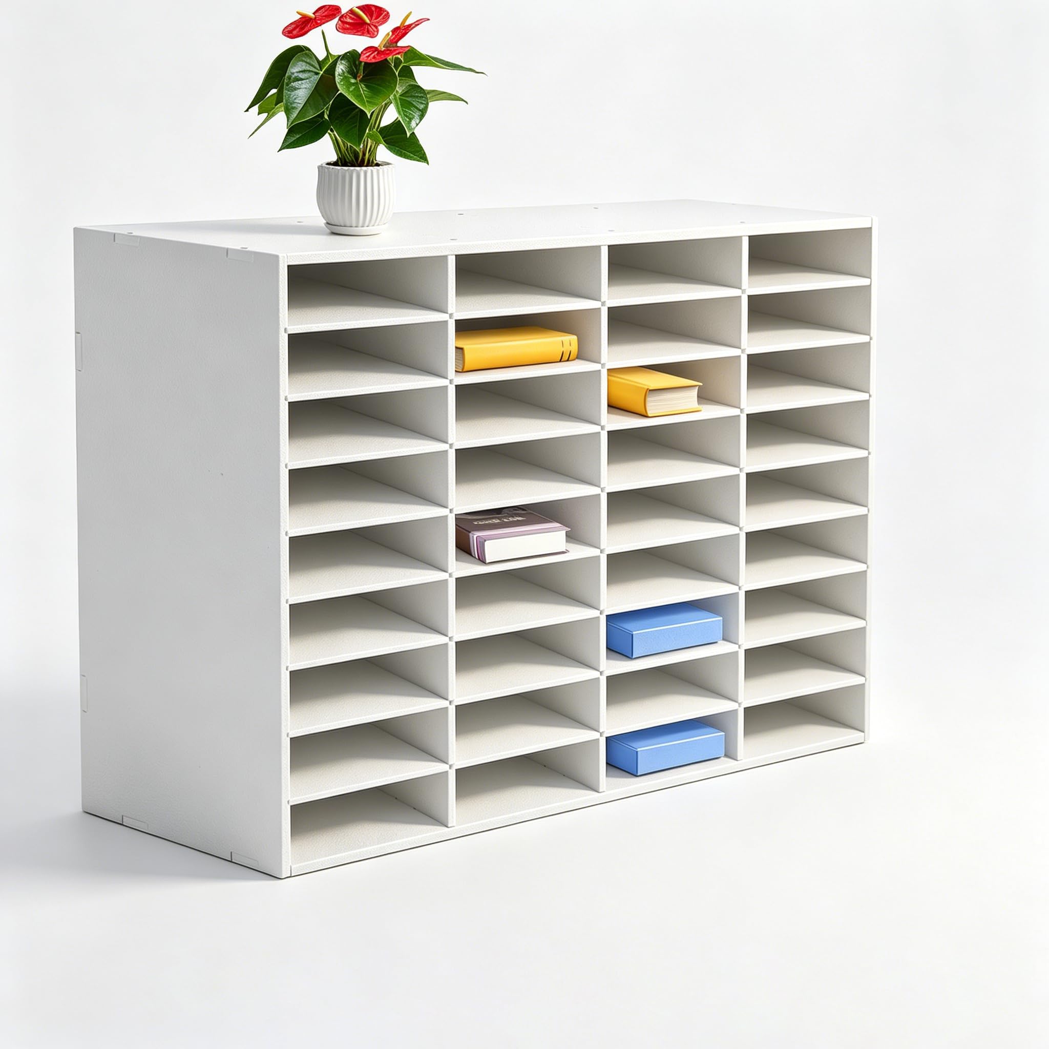 Bandeja organizadora para cartas con 36 compartimentos, 100 x 30 x 61 cm, estantería de almacenamiento, en la oficina, en clase, soporte de documentos de PVC